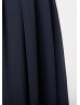 Sheer Neck Navy Blue Chiffon Affordable Bridesmaid Dress